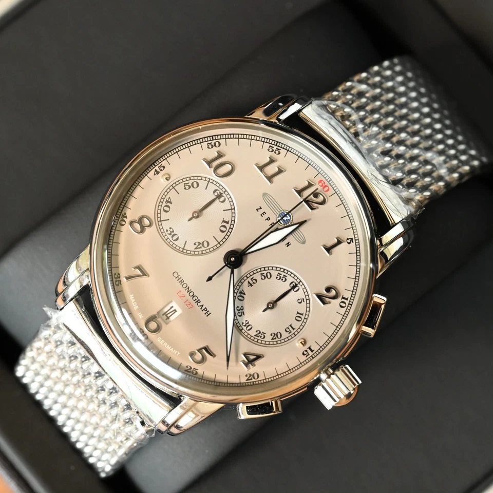 ZEPPELIN LZ 127 8678-4 Chronograph Herren Armbanduhr Milanaise Edelstahl 43mm - Bild 1 von 4