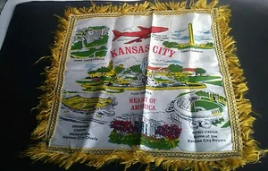 Vintage KANSAS CITY Herz Amerikas/verschiedene STANDORTE Kissenbezug Kissenbezug mit Fransen - Bild 1 von 11