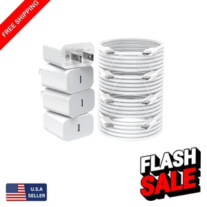 Chargeur Mural USB-C 20W Certifié MFi Pack de 4 avec Câbles 6FT pour Charge Rapide - Photo 1 sur 10