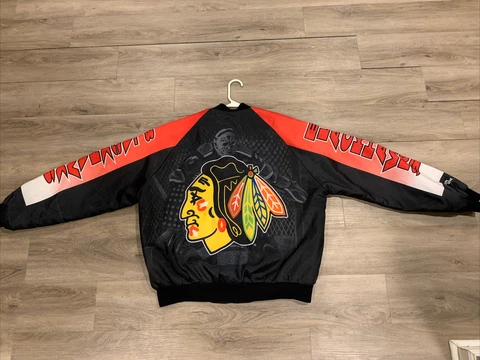 Vintage 1990s Chicago Blackhawks Chalk Line FANIMATION Jacket Extra Large XL NHL Cover