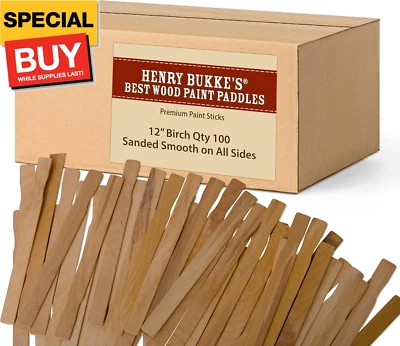 Palos de pintura de abedul, paquete de 100 a granel, 12 pulgadas - limpios y suaves para automoción, indu Foto 1 de 4