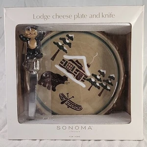 Cheese Plate and Knife Sonoma Winter Lodge Bear Life Style For Home New Vintage - Picture 1 of 5