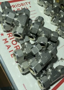 Tylok SS-8-DTTT-8 Stainless Steel TEE, 1/2" x 1/2" x 1/2" CBC Tube Lot of 10 - Picture 1 of 3