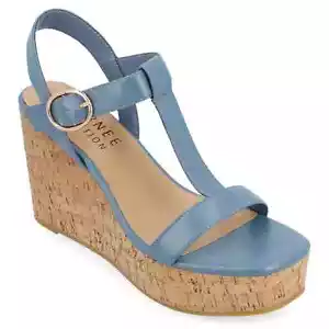 Journee Collection Ayvee bequeme Plateau-Keilsandalen Schaumstoffschnalle grau Größe 12 - Bild 1 von 7
