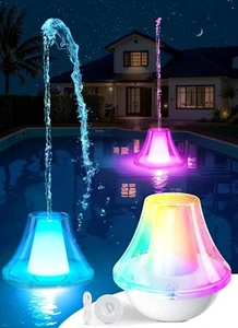Floating Pool Fountain with Rechargeable Battery and LED Light Show Display - Picture 1 of 7