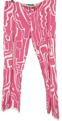 Pantalones para mujer Tibi Hot rosa blanco estampado abstracto pierna cónica talla 8 retirados Foto 1 de 4