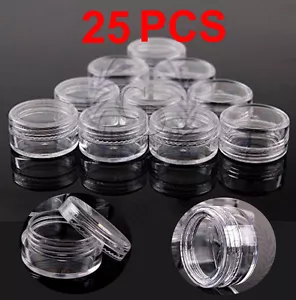 25 Pieces Clear Plastic Cosmetic Sample Container 5 Grams Jars Pot Small Empty - Imagen 1 de 12