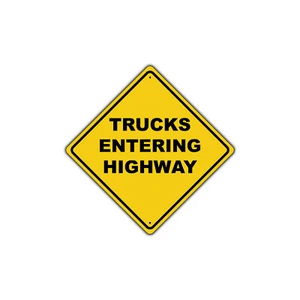 Señal metálica de aluminio aviso de advertencia de tráfico de camiones que entran en carretera - Imagen 1 de 1