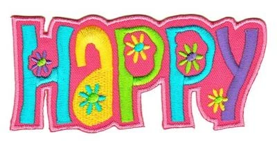 BP BRAUNERT PATCHES ap50★Happy Aufnäher zum aufbügeln Bügelbild Applikation Patch Spruch 11,3 x 5 cm