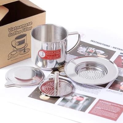 Prensa de filtro de café vietnamita. Phin atornillado hecho en Vietnam. Auténtico Foto 1 de 4