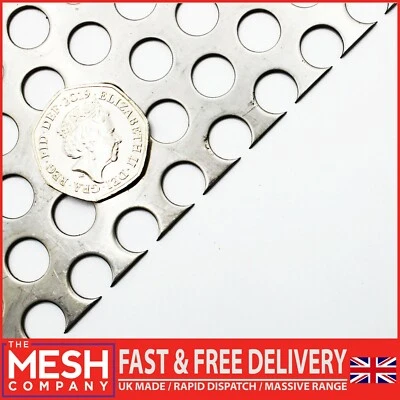 The Mesh Company 10mm Round Stainless Steel Perforated Mesh Sheet|15mm1.5mmThick