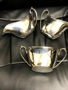VINTAGE STERLING SET - SUGAR BOWL / CREAMER / MILK BOWL - Picture 1 of 9