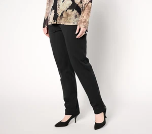 NEW Isaac Mizrahi Live! Petite 12P 24/7 Stretch Full Length Pants Black QVC 2729 - Picture 1 of 6