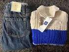 NEW Baby Gap Boys 12-18 Months Stripped Sweater and Blue Jeans.