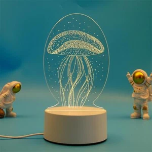 3D Qualle Lampe 7 Farbwechsel LED Nachtlicht Schlafzimmer Lampe Geschenk - Picture 1 of 5