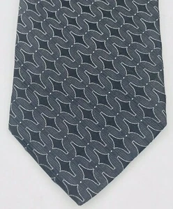 Giorgio Armani Italy Black Fat Wavy Lines Neck Tie 100% Silk 58" Long 3.75" Wide - Picture 1 of 12