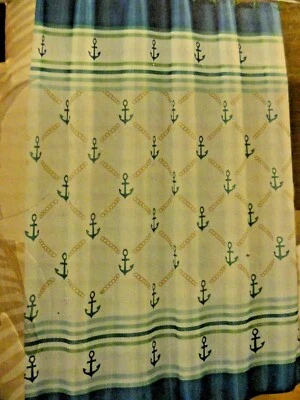 NUEVO CON ETIQUETAS ~ 13 piezas Caribbean Joe Anclajes Nancy ~ Cuerda Tela Cortina de Ducha Azul  Foto 1 de 4