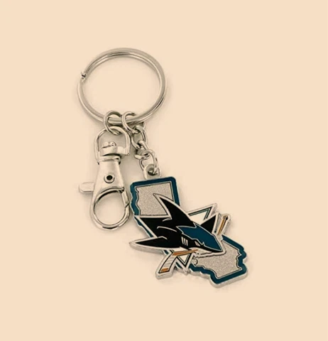 San Jose Sharks State Design Heavyweight Metal Keychain Keyrings Cover