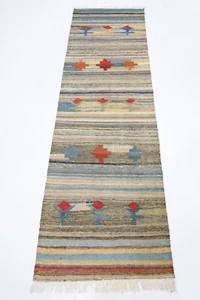 8 ft Hallway Kilim Runner Afghan Hand Knotted Wool Bedroom Kilim Entry Runner - Picture 1 of 9