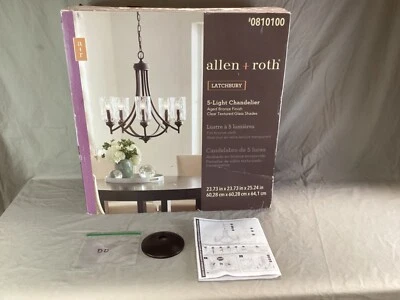 Allen + Roth Latchbury 5-Light Chandelier Aged Bronze REPLACEMENT Canopy #DD - Image 1 of 4