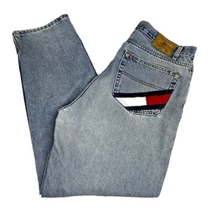 Vintage Y2K Tommy Hilfiger Jeans Box Logo Flag Butt Pocket Size 38x32 - Picture 1 of 10
