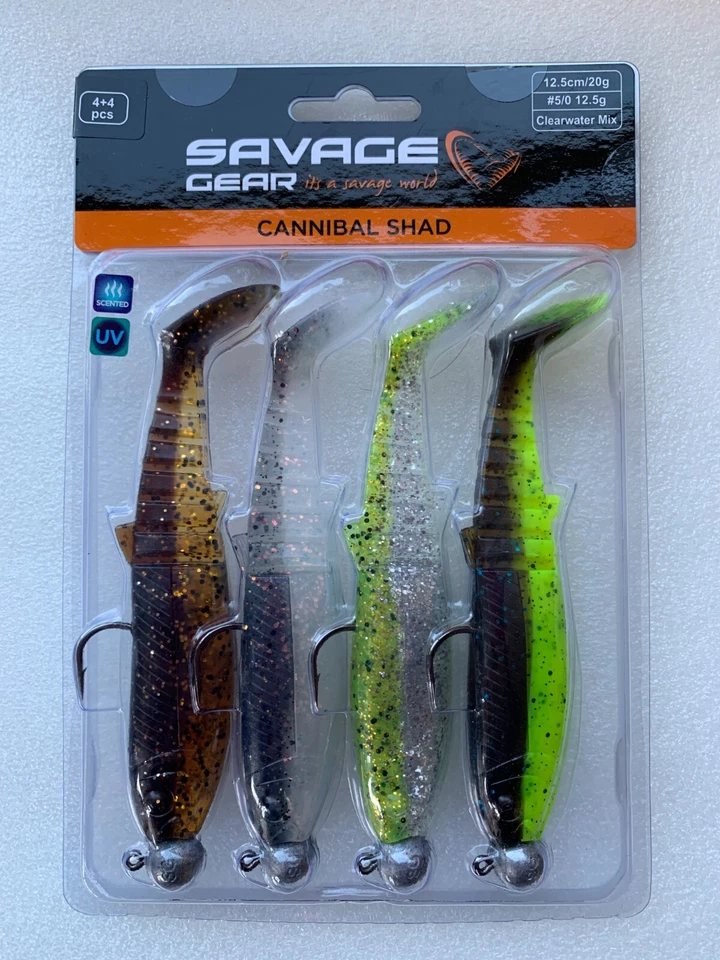 SAVAGE GEAR CANNIBAL SHAD 12CM PRE RIGGED PACK OF 4 LURES - Image 1 of 1