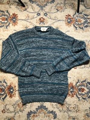 80s Vintage Wrangler Sweater Mens L Crew Neck Acrylic Blue Made In USA - Image 1 of 4