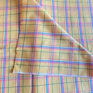 BTY Vintage Oxford Cloth Fabric Yellow Check - Picture 1 of 5