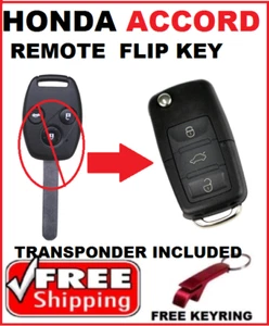 SUITABLE FOR HONDA ACCORD CAR KEY REMOTE FLIP KEY FOB 2003 - 2007 HON66-46 - Picture 1 of 6