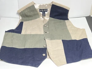 Naturfäden Weste Vintage 90er Colorblock Patchwork Herren Größe M Weste - Bild 1 von 9