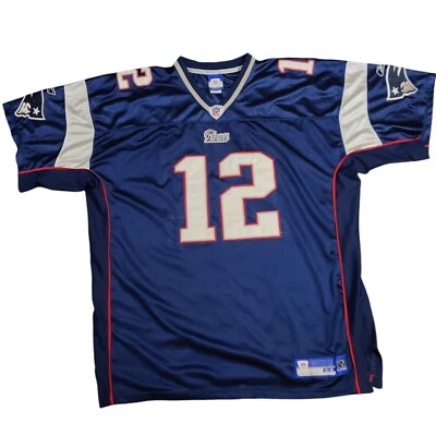 Camiseta vintage de los New England Patriots #12 Tom Brady NFL talla 52 cosida azul  Foto 1 de 4