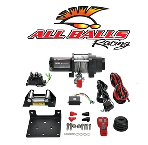 New All Balls 4500 LB Steel Cable REMOTE Winch UTV ATV 4 Bolt Polaris CAN AM - Foto 1 di 10