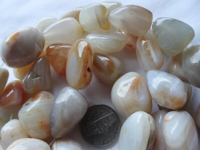 Pepita de ágata blanca/roja natural de 9 1/4" Str cuentas de piedra largas de 19-27 mm A972 DNG Foto 1 de 4