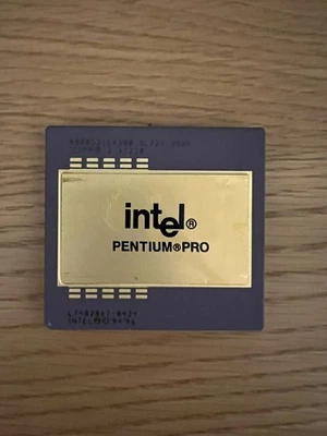 Intel Pentium Pro 200MHz 256KB Gold Ceramic Processor - Image 1 of 2
