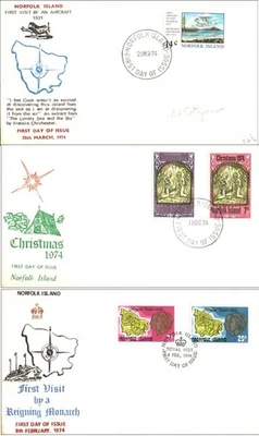 Norfolk Island 1973 FDC Christmas First Flight Visit Commem Royal Visit QE II - Image 1 of 4