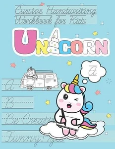 Unicorn Cursive Handwriting Workbook for Kids: italics beautiful handwriting for - Picture 1 of 1