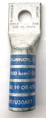 Burndy YA32-N 400 MCM KCMIL One Hole 1/2" Stud Copper Crimp Lug - Image 1 of 4