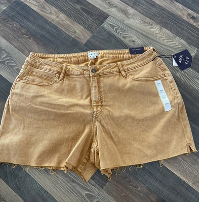 Pantalones Cortos Ava & Viv Talla Grande Jean Tiro Medio Naranja Quemado Talla 20W Foto 1 de 4