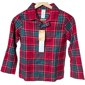 Gymbore M(7-8) NWT Sleepwear Plaid Boys Button Up Top - Picture 1 of 5