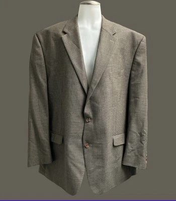Lauren Ralph Lauren 100% Wool Sport Coat Blazer Mens 50R Brown Houndstooth Plaid Foto 1 de 4