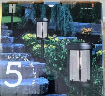5 Pack GTX Vintage Style LED Solar Pathway Garden Natural Light Glass Costco - Image 1 of 4