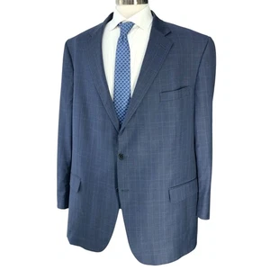 Abrigo deportivo Hart Schaffner Marx para hombre 52L azul a cuadros dos botones largo *PEQUEÑOS DEFECTOS - Imagen 1 de 20