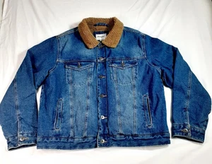 Goodfellow & Co. Men's Faux Shearling Lined Denim Trucker Jacket Large Blue New - Picture 1 of 13