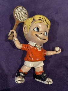 Vintage 1970's Atlantic Mold Ceramic Figure boy tennis player with name Roger - Picture 1 of 7