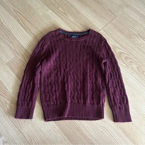 Polo Ralph Lauren Burgundy Cable Knit Sweater Youth 5 - Picture 1 of 4