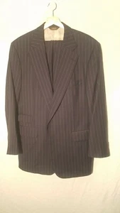 Traje a rayas azul marino Paul Stuart pecho completo 38"" cintura 38"" chaqueta de dos botones - Imagen 1 de 12