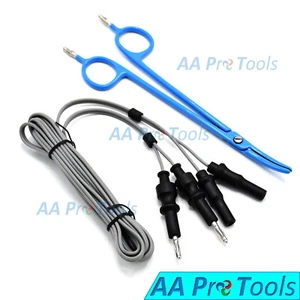 Blue Bipolar Forceps Artery Sealer 8.5" Reusable Pin 4mm Non-Stick w/Cable 114" - Picture 1 of 3