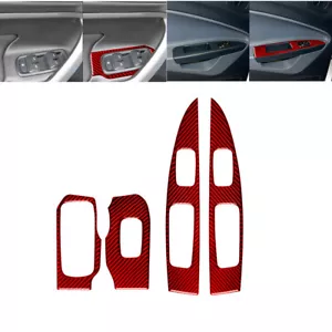 4Pcs Red Carbon Fiber Window Control Panel Cover Trim For Ford Fiesta 2011-2015 - Picture 1 of 20