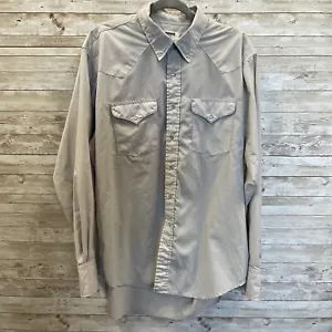 "Camisa Ruddock vintage para hombre 17 1/2-36"" occidental manga larga gris perla a presión EE. UU." - Imagen 1 de 10