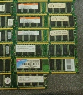 24x 512MB DDR400 PC3200 SDRAM PC Mem. KVR400X64CA3/512 HYMD564646B8J-D43 73P2684 - Image 1 of 3